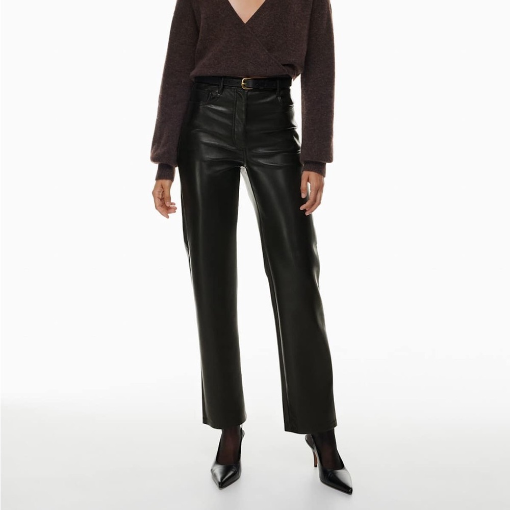 Wilfred Dark Leather Straight Leg Pants